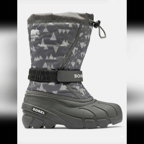 🦋NWT🌻 Grey Sorel Children's Flurry™ Print Snow Boots Size 9US/EUR26 Boy/Girl🧸 - Picture 2 of 6